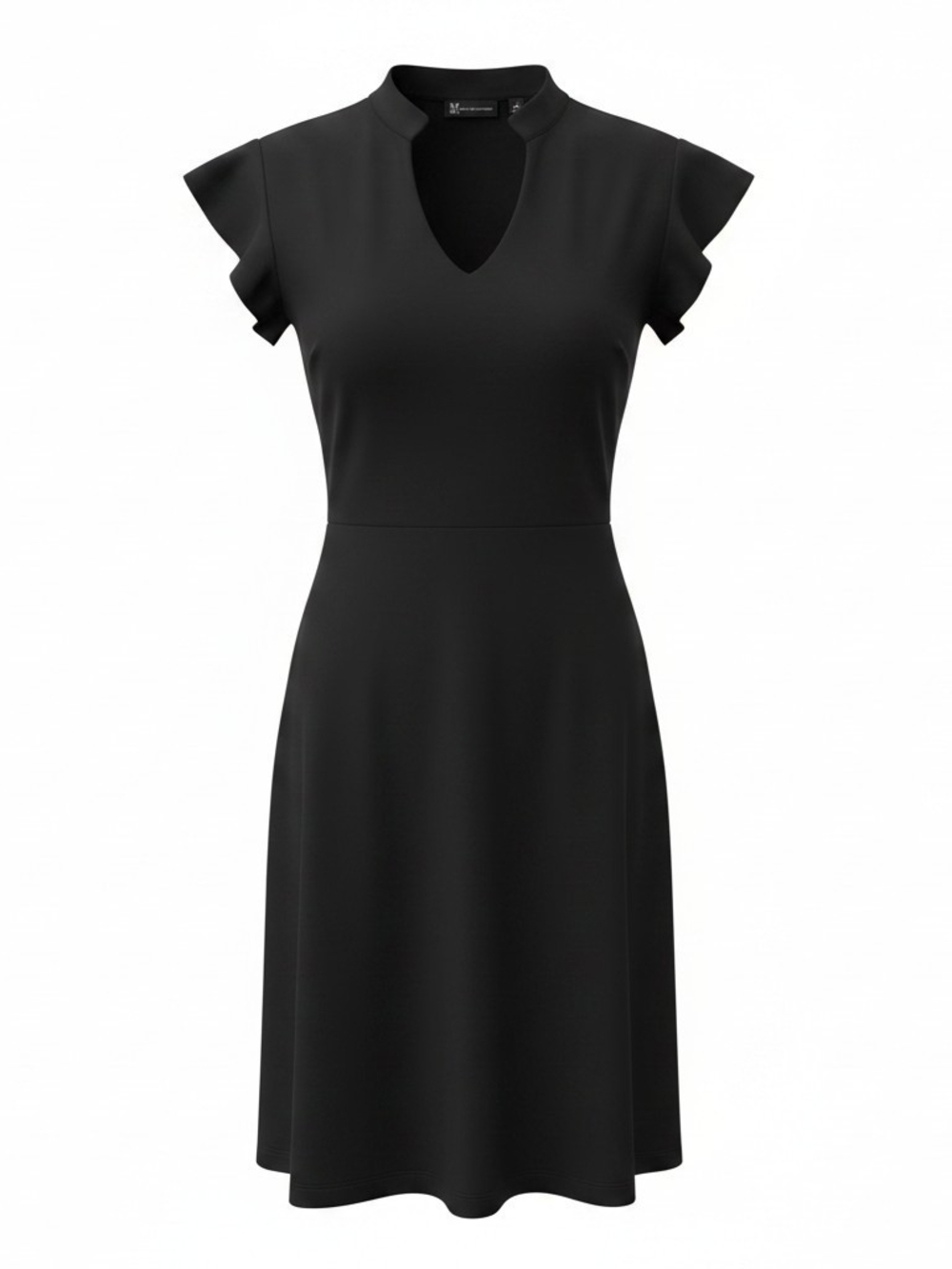 New York & Company Black Flutter-Sleeve V-Neck Dress - L